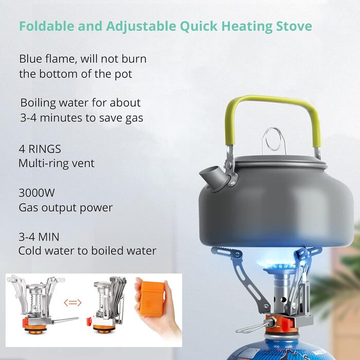 Набір посуду для кемпінгу Vinteam: 21 предмет, для 4 особи, туристичний посуд, казанок, міні-посуд