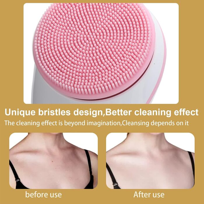 Electric Body Scrub Brush with USB Charger, 6 Speed Adjustable Body Brush Set Shower Brush Back Scrubber Multifunction Long Handle Massager, Long Handle for (Pink)