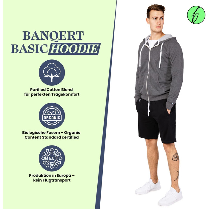 Чоловічий худі Banqert | Справедлива оплата | Суміш бавовни, очищена | Різні кольори (XXL, темно-сірий)