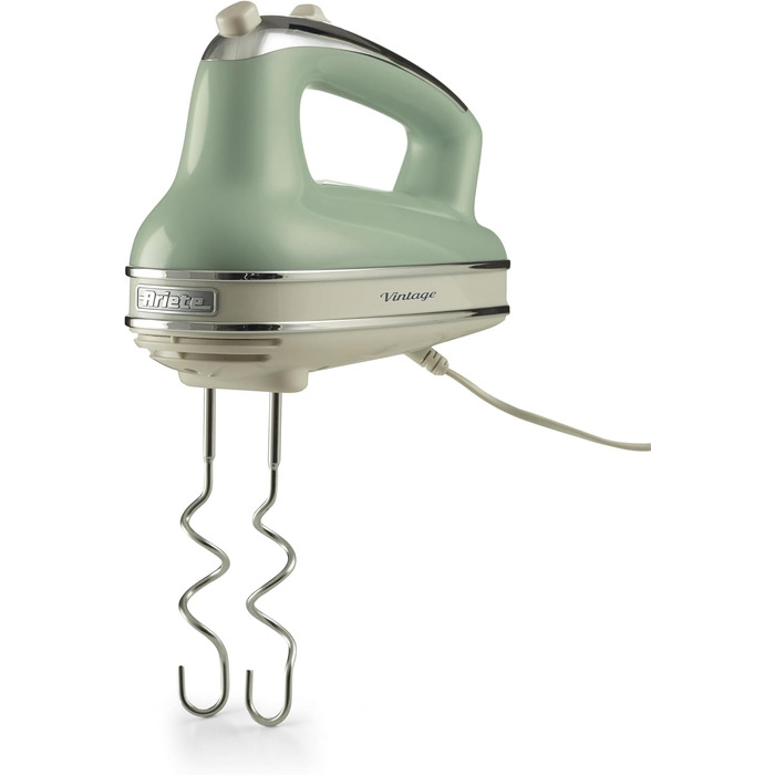 Ручний міксер Ariete Vintage 1548, 450W, 5 швидкостей, Turbo, 2 насадки, для тіста та збивання