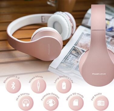 Бездротові навушники PowerLocus Over Ear Bluetooth з мікрофоном (Rose Gold)