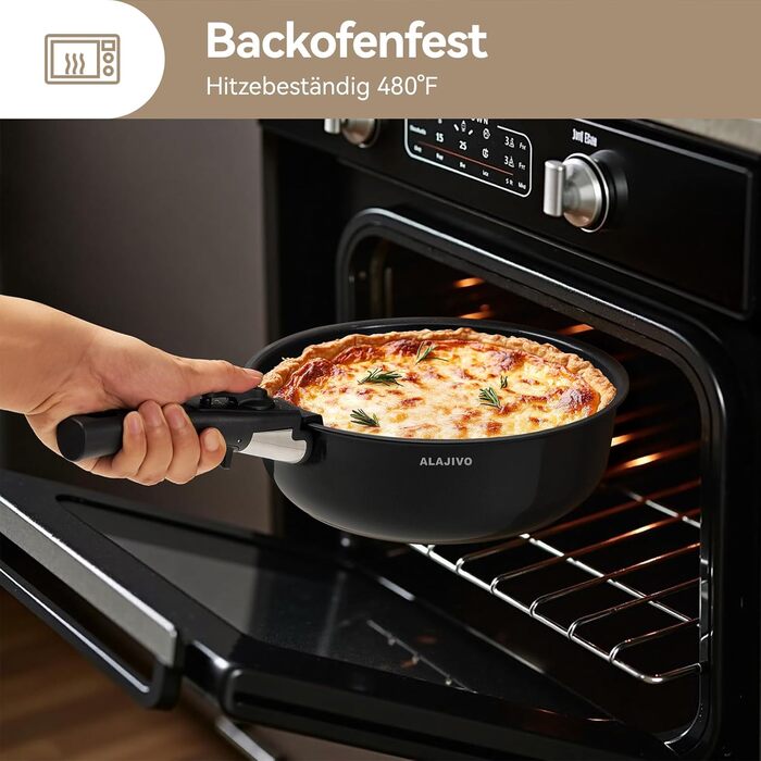 Набір посуду 17 предметів з знімним ручками, антипригарне покриття, для всіх типів плит, включаючи індукційні, сумісний з духовкою (темно-сірий)