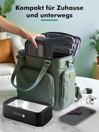 Ультразвукова мийка для ювелірних виробів та окулярів, 650 мл, 48 кГц, глибоке очищення 360°, чорний колір