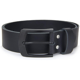 Чоловічий шкіряний ремінь, Made in Germany, 4 см, чорна пряжка, 125 см (140 см загальна довжина)