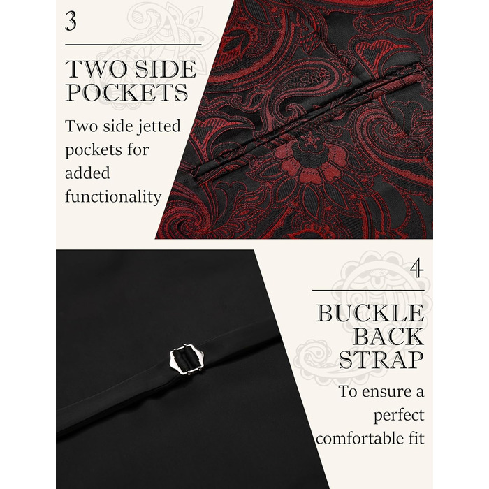 Жилет чоловічий COOFANDY Paisley вікторіанський стімпанк готичний, бордовий, 3XL