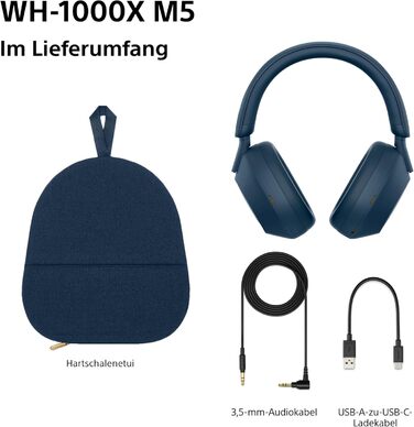 Навушники Sony WH-1000XM5 Bluetooth чорного кольору з шумозаглушенням та кейсом. Hi-Res Audio, до 30 год роботи, для iOS/Android