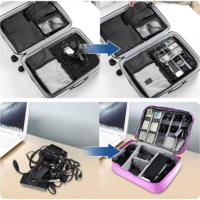 Органайзер для кабелів LTLSZRN, сумка-органайзер для електроніки, фіолетовий