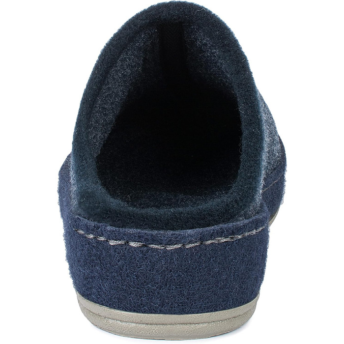 Чоловічі фетрові домашні тапочки Schawos 6030 з устілкою, жорсткою підошвою, неслизькі (46 EU, темно-синій)