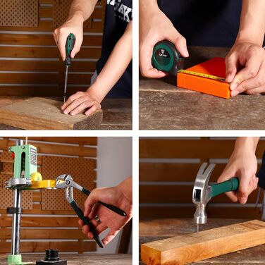 Набір інструментів DEKO 186 шт. з акумуляторною дриль-шуруповертом 20V (зелений)