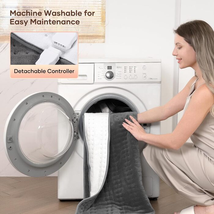 Електричне підігріваюче коврик 150x80 см сірий з 10 рівнями температури, автовимкненням та захистом від перегріву, легке кріплення до ліжка та матрацу (коралловий фліс)