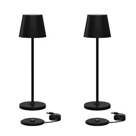 Акумуляторний LED настільний світильник Klighten 2 шт, димований, для дому та вулиці, USB зарядка, тепле світло 3000K, IP54, алюміній (чорний)