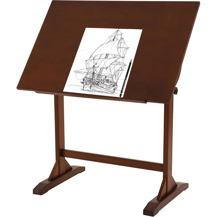 VISWIN Adjustable Drawing Table - Large Wooden Art Table for Artists - Height & Angle Adjustable, Solid Pine Wood, Studio Easel Table for Painting & Drawing