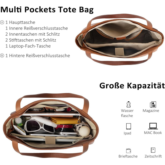 Сумка жіноча шкіряна befen Shopper, велика, для ноутбука 14