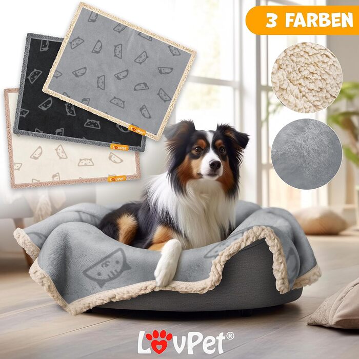 Водонепроникний коврик для собак Lovpet® з флісу, коврик для домашніх тварин, коврик для котів + 3 іграшки-гризунки, для собак маленьких та середніх порід, котів, 127 x 101 см, L, ручне прання, двосторонній чохол для дивану-захист сірого кольору L (127 x 
