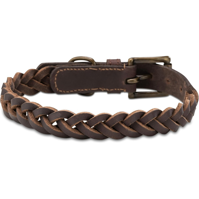 Сплетене шкіряне нашийник для собак – міцний ручної роботи, з високоякісної шкіри буйвола, Clarissa (M (36.0-45.0cm))