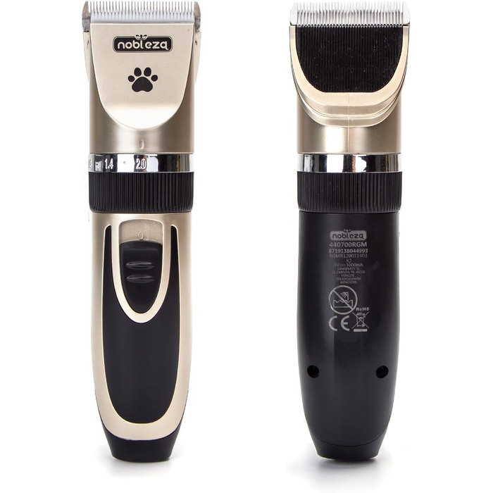 Професійна машинка для стрижки собак Nobleza Leise - набір для грумінгу, акумуляторна, 2 швидкості, для густого, довгого та кучерявого хутра, подарунковий набір (щітка, ножиці)