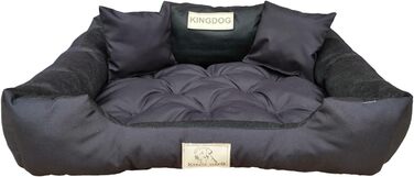 Ліжко для собак та котів KingDog з двома подушками, зручний кошик для домашніх тварин, миється, водонепроникний PVC, розмір M (75x65 см), чорний колір