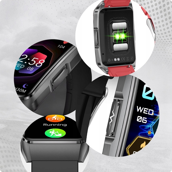 Смарт-годинник для літніх людей JG Smart EKG-650, українське меню, червоний