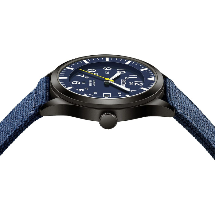 HANPOSH чоловічий годинник: тактичний годинник для військових, армійський годинник з датою, водостійкий (3ATM), кварцовий годинник для активного відпочинку та спорту (блакитний, сірий, блакитний)