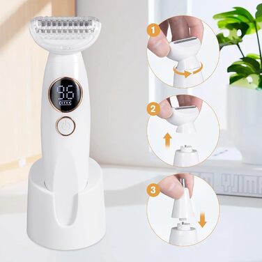 Електричний жіночий тример Carehabi 5-в-1 для тіла, обличчя та бікіні. Вологостійкий IPX7 з USB-станцією.