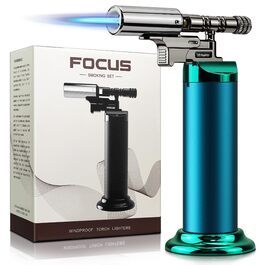 Газовий пальник для кухні Küchenbrenner: потужний вогнемет, заправний бутановий запальник для крем-брюле, паяння (без бутану), зелений (Wb009-gr)