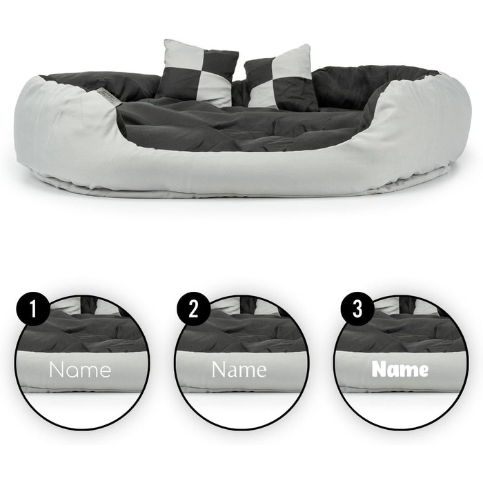 Ліжко для собак Lionto 4-в-1 з двостороннім подушкою, 65x50 см, з міцного оксфорду, водовідштовхувальне, з глибоким входом, для котів та собак всіх розмірів, з декоративною подушкою (сірий/чорний, L 110 x B 80 x H 23 см)