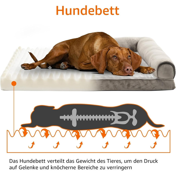 Amazon Basics Foam Dog and Pet Bed with Removable Cover, Gray, (L x W x H) (U-shaped Sofa - Brown, 112 x 89 x 20 cm)