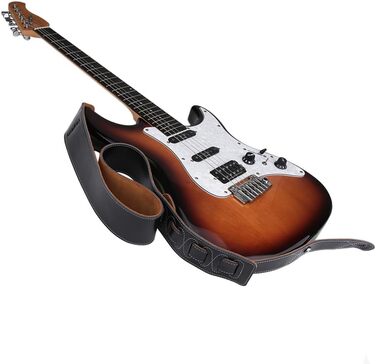 Гітарний ремінь Rayzm з натуральної шкіри та замші, 6,5 см, регульована довжина 108-140 см (Акустика, Електрогітара, Бас)