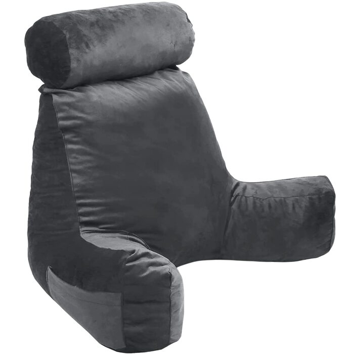 Подушка-крісло Bananair для ліжка та дивана - м'яка та комфортна, з підтримкою спини та зручними підлокітниками (сіра)