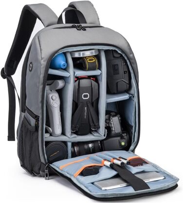 Рюкзак для камери Horfccid 23L: фотосумка, сумісна з DSLR, 15.6'' ноутбук, сірий