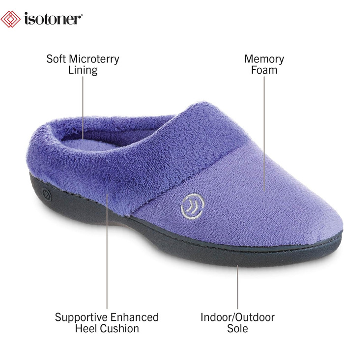 Сліпони-тапочки Isotoner Classic Hoodback W з піною Memory Foam, Пеонія, X-Large / 9.5-10 M US 8-9