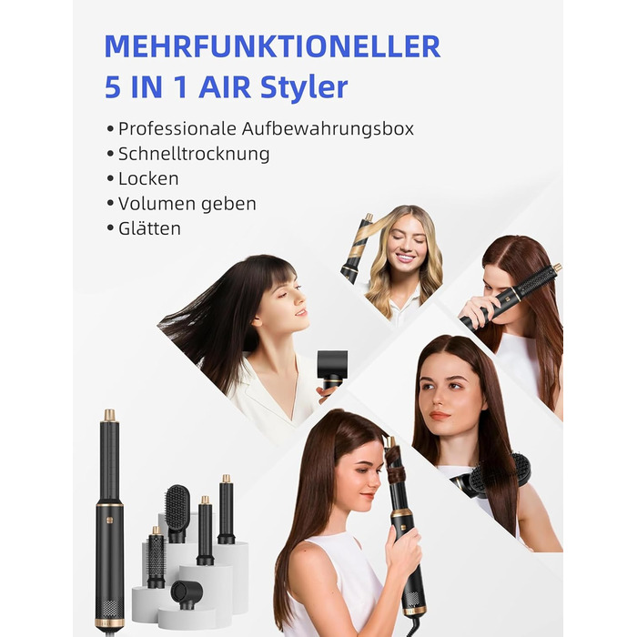 Набір Airstyler 5 в 1: фен-щітка, локони, об'єм, випрямлення. Підходить для сушіння та укладки волосся. (EU штекер)