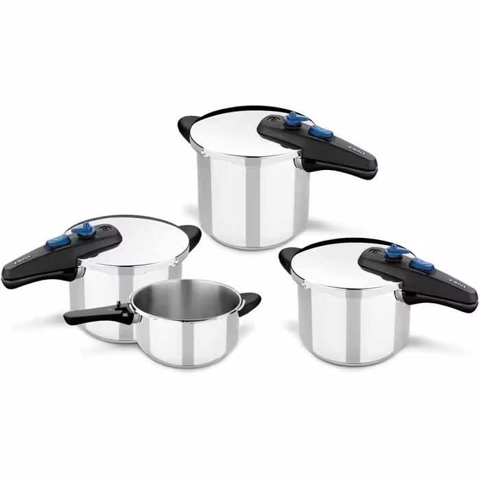 Monix Veloce -6 Liter, Stainless Steel, Pressure Cooker, suitable for all kitchen types including induction, Silver