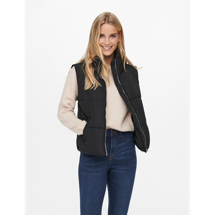 Жіноча жилетка JDY Daen Puffer Weste, чорна, розмір XL - тепла стьобана куртка без капюшона