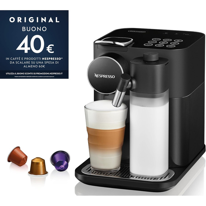 Nespresso De'Longhi Gran Lattissima EN650.B Coffee Capsule Machine with Automatic Milk System, 9 Direct Select Buttons, 1 L Water Tank, 25 Sec. Heating Time, 19 bar Pump Pressure, Auto Shut-Off, Black. Previous Model
