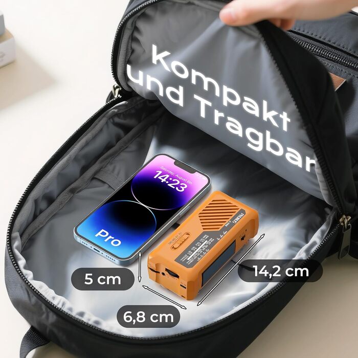 Радіо PRUNUS J-366 FM/AM/SW: Кисневе радіо, радіоприймач для надзвичайних ситуацій з акумулятором 2000mAh, ліхтарик, SOS-сигнал, зарядка для телефону. Чорний.