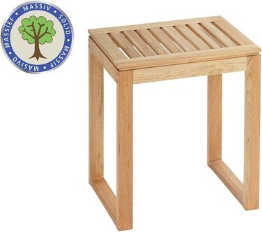 WENKO Stool Norway, warm accented square bathroom stool, high-quality living room stool with clear lacquer seal, natural, solid walnut wood, Scandinavian design, 40 x 46 x 30 cm, Natural
