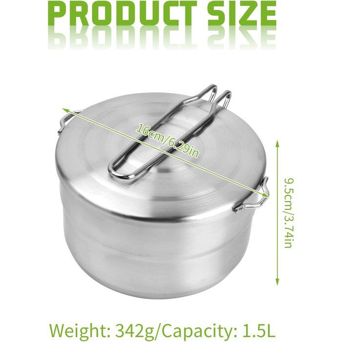 Набір кухонного посуду Anseom для кемпінгу, алюміній, складний, для 1-2 осіб, для туризму, риболовлі, пікніка