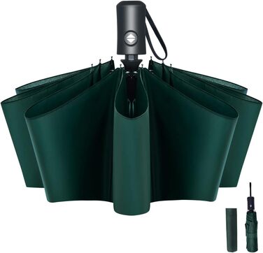 Віклуон парасолька автоматична, 8 спиць, тефлонове покриття, компактна, для подорожей, гольф, темно-зелена