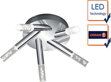 Trio Leuchten LED Bathroom Wall Light Bolsa 282410106, Chrome, Clear Acrylic with Bubbles, 3.2 Watt (Ceiling Light)