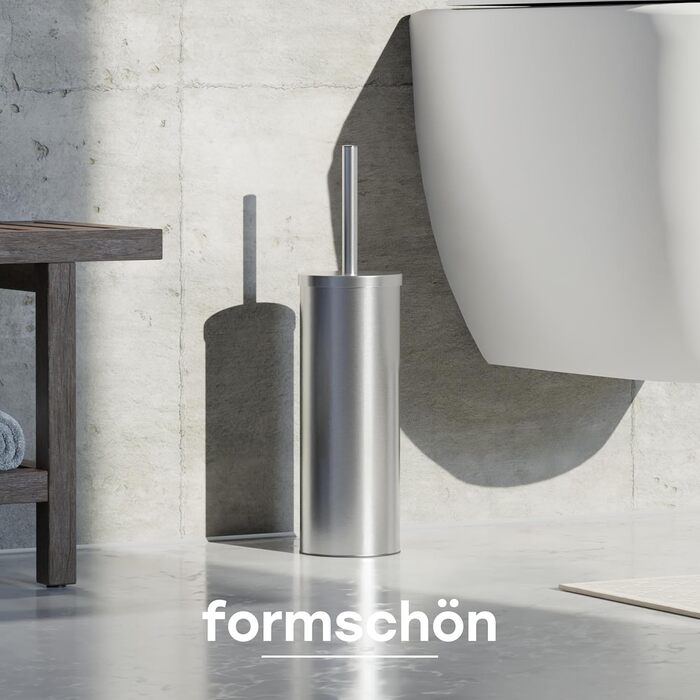 Торцева щітка для унітазу з нержавіючої сталі та силікону з дискретним тримачем. Антибактеріальна щітка для туалету з захистом від бризок (срібляста)