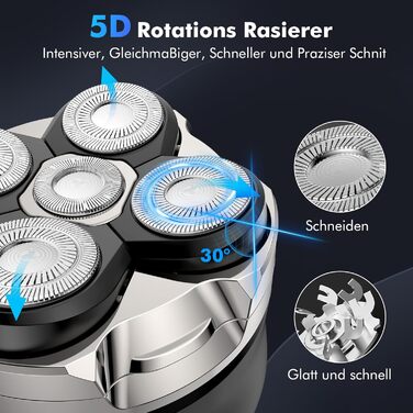 Електричний гоління голови Etrobot Glatzen Rasierer для чоловіків - вологостійкий, 5D, з LED-дисплеєм, MOJO 1 Wireless