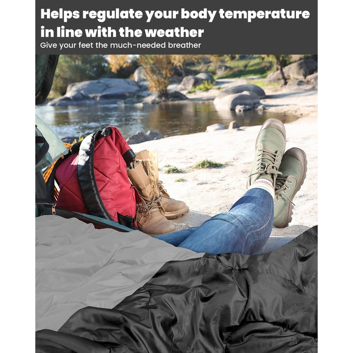 Сплячий мішок Outdoor Sportneer для дорослих та дітей - легкий спальний мішок для кемпінгу, походів та рюкзакових подорожей 220x75 см, чорний+сірий