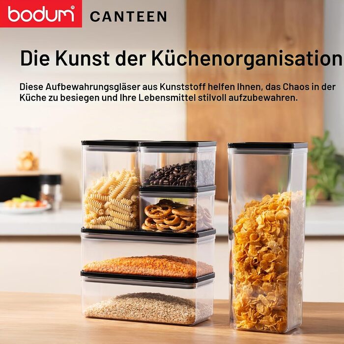 Набір контейнерів для зберігання Bodum CANTEEN 12 шт. з чорними кришками, BPA-free, для мийки в посудомийній машині, прозорі, штабельовані