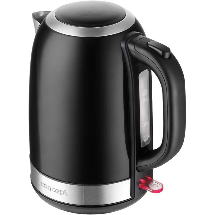 Електричний чайник CONCEPT RK3245 з нержавіючої сталі, чорний, 1.7 л, 2200 Вт