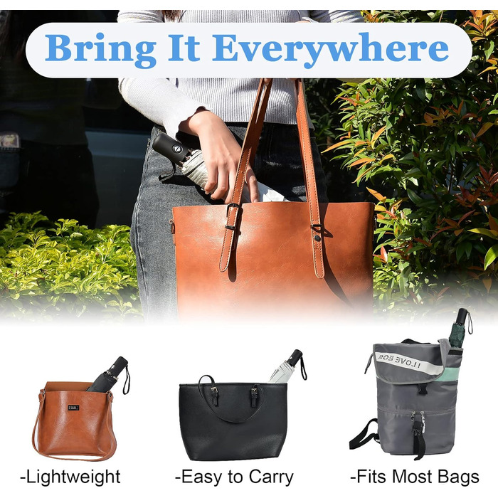 Візон: Стійкий до вітру парасолька-тростина з автоматичним відкриванням, 210T тефлонове покриття, легкий, для чоловіків та жінок (Небесно-блакитний)