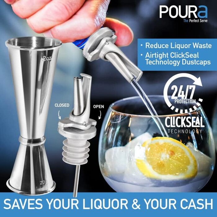 Виливники для спиртних напоїв та оливкової олії: набір з 2 шт. з адаптерами (Jigger + виливання) з нержавіючої сталі, чорний колір, придатні для миття в посудомийній машині