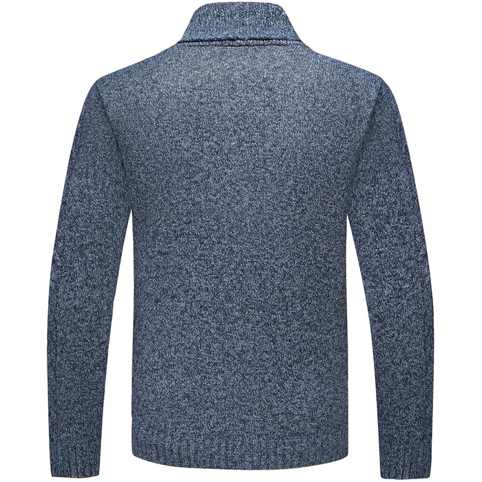 Чоловічий светр з коміром-стійкою, однорядна в'язана кофта для осені та зими (темно-синій, XL)