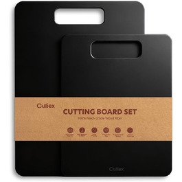 Набір дерев'яних обрізних дощок 2 шт. з бамбука, стійкі до миття в посудомийній машині, високої щільності, нетоксичні, BPA-free, з антиковзними ніжками, безпечні для ножів – ідеально для кухні та як подарунок, чорного кольору