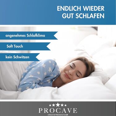 PROCAVE Micro-Comfort всесезонна ковдра 200x220 см, мікрофібра, стьобана, легка, м'яка, для ліжка, комфортна, Soft Touch